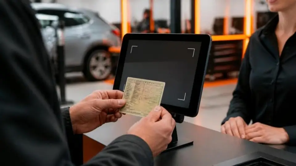 Usta tablette ruhsatı kameraya tutuyor